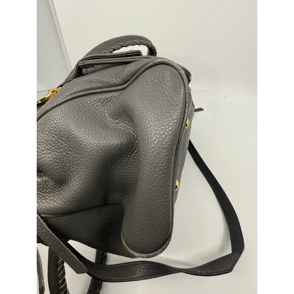 Aimee Kestenberg Womens‎ Gray Pebbled Leather Fold Over Medium Tote Bag Travel - Picture 13 of 16